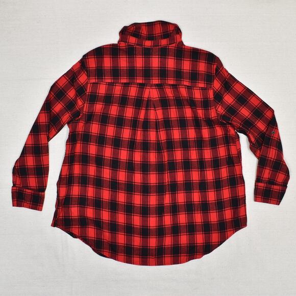 Calvin Klein Women Button Up Red Top Size M Long Sleeve Plaid Cotton Blend - Picture 3 of 8